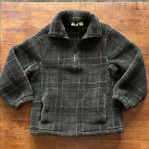 Woolrich Sweaters - Womens Woolrich plaid half zip made in USA pullover dark green fleece size small